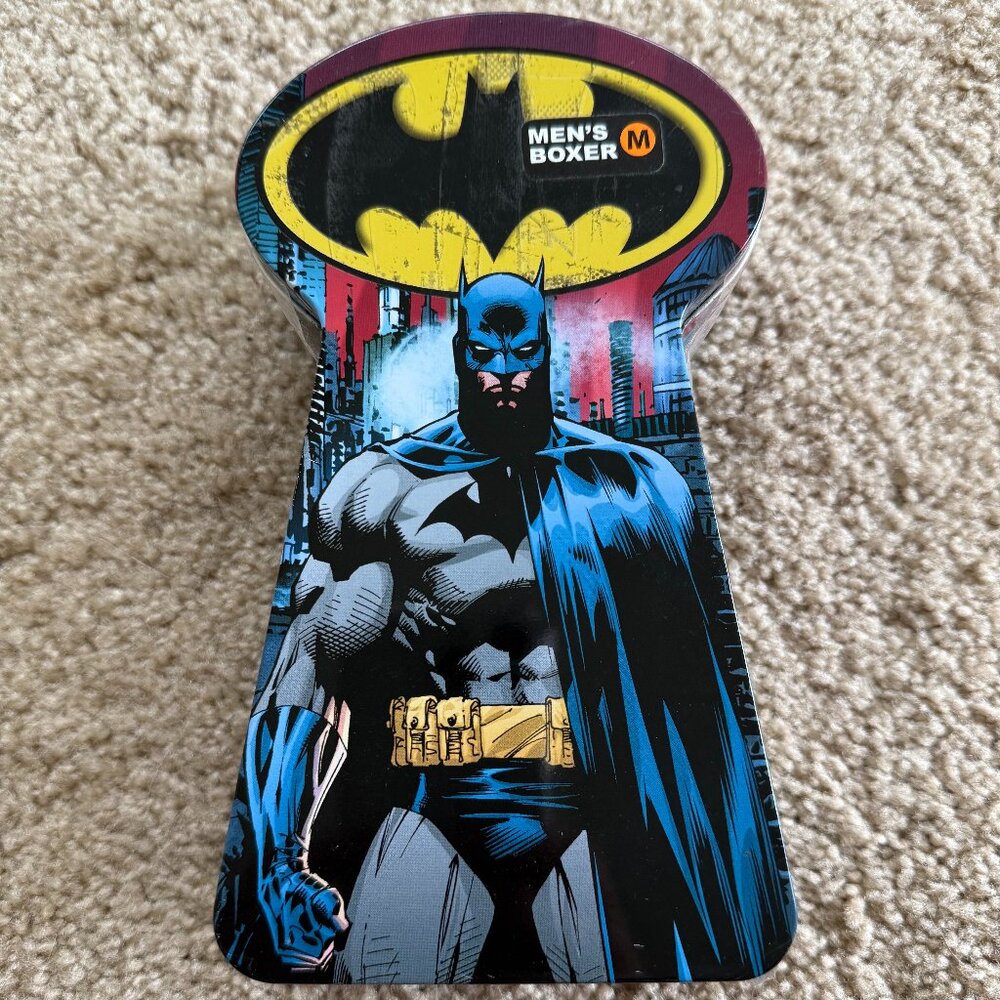 Mens BATMAN Boxer Underwear NEW SEALED collector MED DC Comics Navy Blue BAT Sig